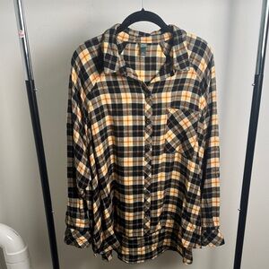 Wild Fable Fall Plaid Oversized Casual Button Up Women's Shirt Size XXL